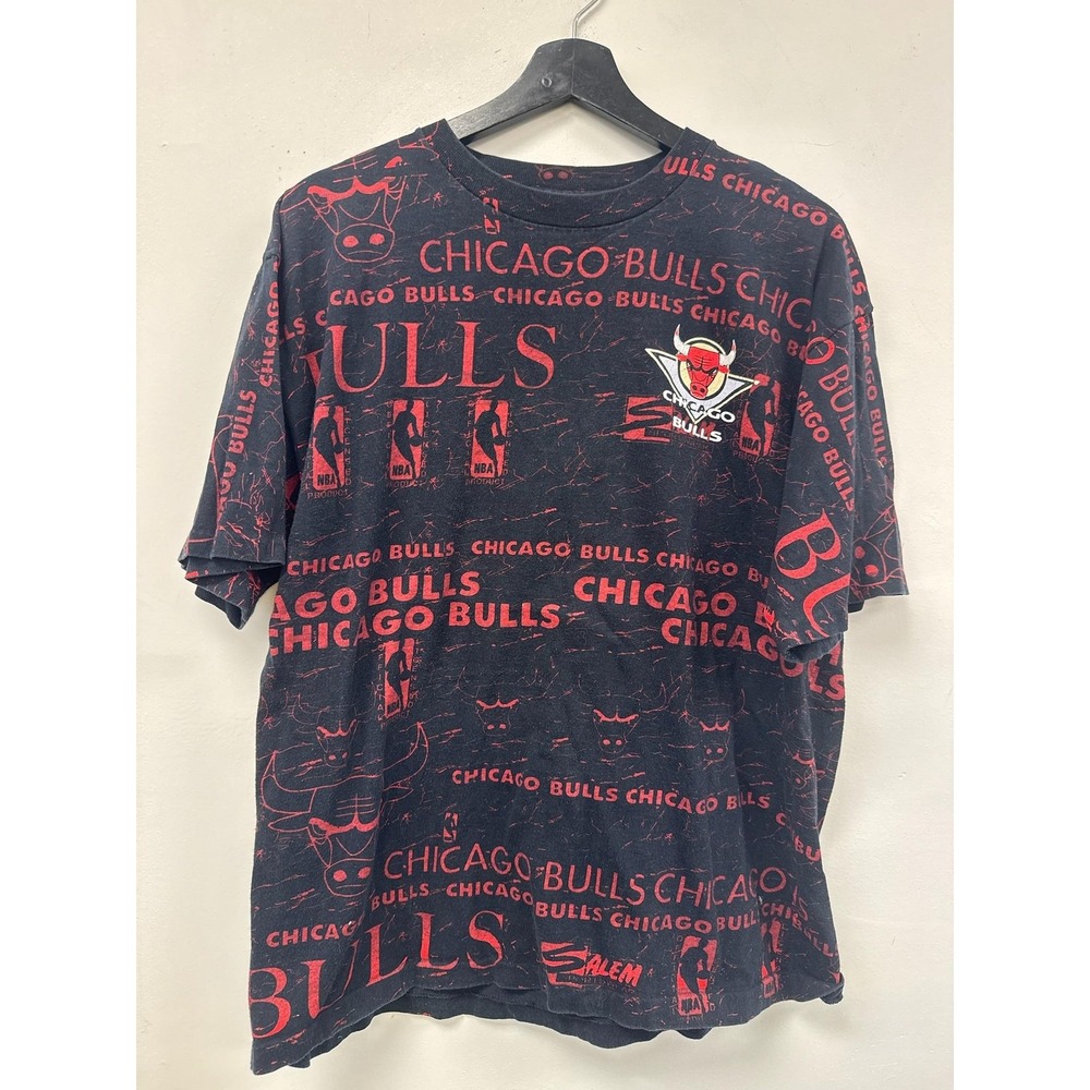 Vintage‎ Chicago Bulls Shirt Mens Large NBA Basketball Salem All Over Print 90s